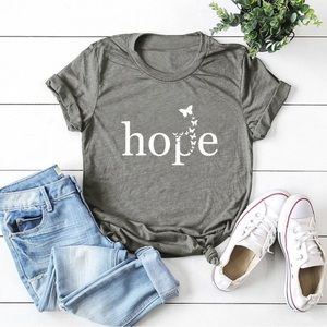 Hope & Butterflies Inspirational Graphic T-Shirt NWOT